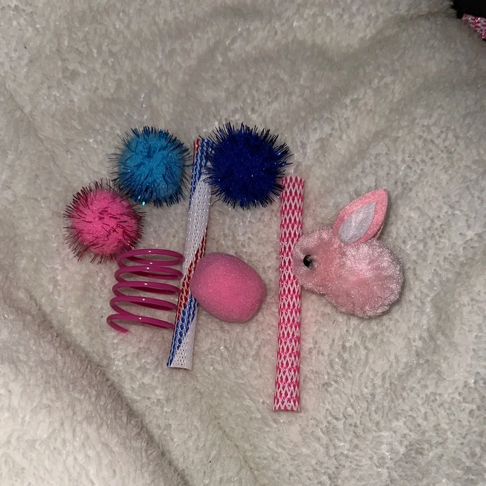Kitty toy bundle 8 items all New pink blue red and white